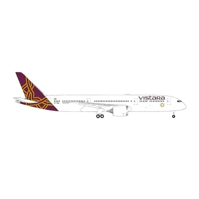 Image of herpa 536868 Airplane Vistara Boeing 787 9 Dreamliner VT TSD on a Scale of 1 : 500, Metal Miniature Without pedastal, Model Building, Collectors Edition
