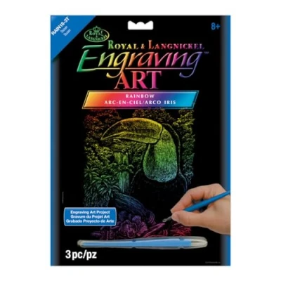 Image of Royal &amp; Langnickel Rainbow Engraving Art A4 Size Toucan Designed Painting Set