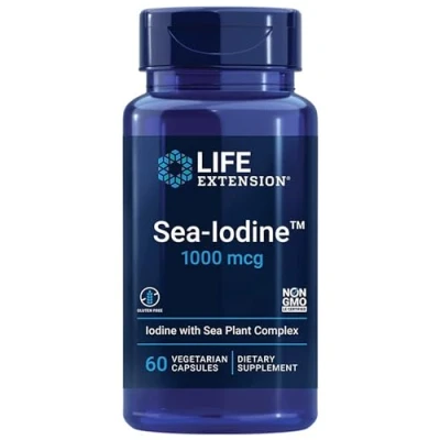 Image of Life Extension, Sea Iodine, 1000mcg, Depot, High Dosed 60 Vegan Capsules, Gluten Free, Vegetarian, SOYA GMO Free