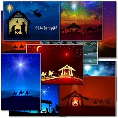 Image of doodlecards Pack of 10 Mixed Box Nativity Premium Christmas Cards. Printed in UK, Quality &amp; 100% Recyclable.