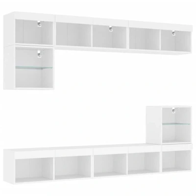 Image of vidaXL 8 Piece TV Wall Units with LED White Engineered Wood