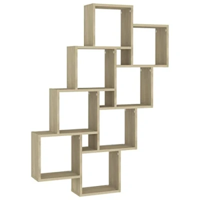 Image of vidaXL Wall Cube Shelf Sonoma Oak 90x15x119 cm Engineered Wood