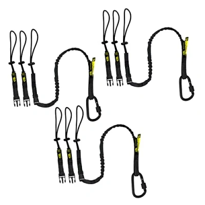 Image of BearTOOLS Interchangeable Tool Safety Lanyard Detachable Buckle Multi Accessory Connection Protection Kit (Black 3PK + 9 Loop Ends)