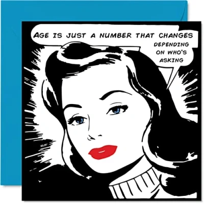 Image of Cool Classy Birthday Cards for Women Her Retro Girl Happy Card Mum Daughter Sister Cousin Auntie Best Friend Work Colleague, 145mm x Funny Humour Bday Greeting