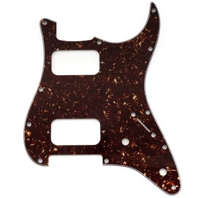 Image of Musiclily Pro 11 Holes ST HH Guitar Pickguard with Round Corner Uncovered Humbucker 2 Pot Layout for Fender Squier Strat Style Electric Guitar, 4ply Tortoise Shell