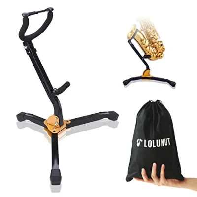 Image of LOLUNUT Saxophone Stand, Foldable Alto/Tenor Sax Adjustable Metal Triangle Base Design
