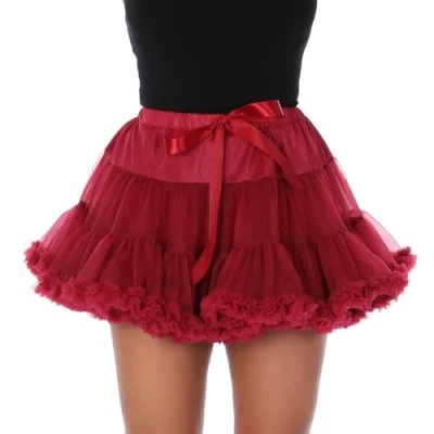 Image of Stylex Adults Luxury Tutu Skirt 9 Colours Choose Your Own 1980s Petticoat Fancy Dress Halloween Costume Accessories Ballet Dance (Burgundy)