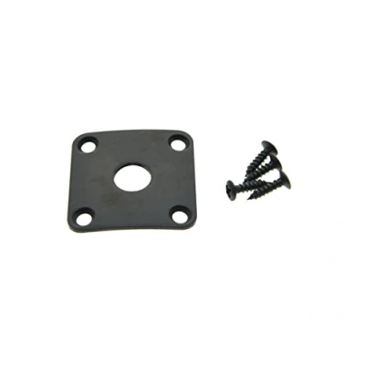 Image of KAISH Black Metal Curved Bottom Jack Plate Base Square Jackplate for Les Paul LP Guitars