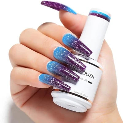 Image of Nicedeco Hema free Color Changing Gel Nail Polish, UV/LED Soak Off Temperature Change Polish Art Manicure Pedicure, Salon &amp; Home Use Long Lasting Easy to Apply 15ML 004