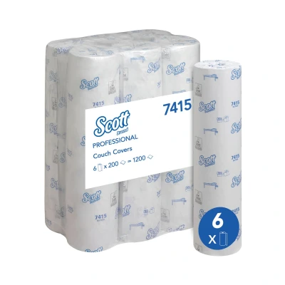 Image of Scott Extra, 7415, Couch Cover (51 cm wide), 2 Ply, White, 6 rolls x 200 sheets