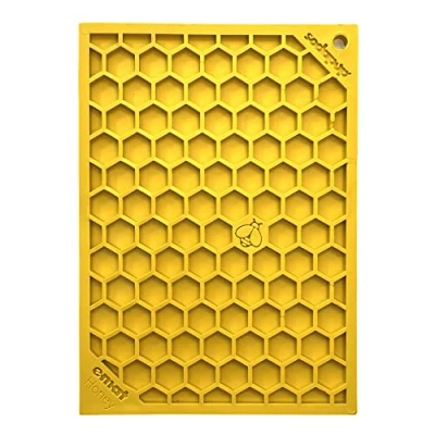 Image of SodaPup Honeycomb eMat Durable Lick Mat Feeder Made in USA from Non Toxic, Pet Safe, Food Safe Rubber for Mental Stimulation, Avoiding Overfeeding, Fresh Breath, Digestive Health, Calming, &amp; More