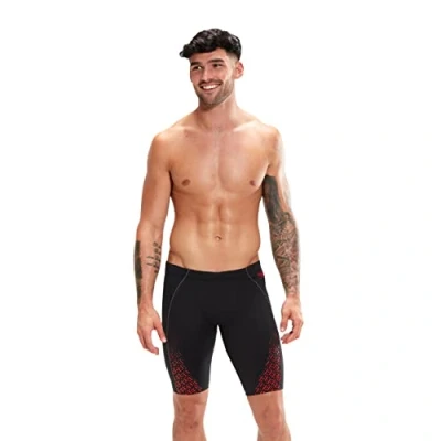 Image of Speedo Men&#039;s Eco Endurance + Pro Jammer, Black/Fed Red, 28