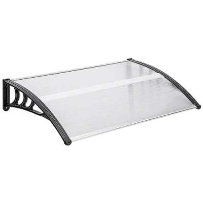 Image of Youyijia Door Canopy 120 X 80 23 cm Waterproof Front Rain Outdoor Shelter Back Garden Balcony Awning Window Shade Canopies (Black)