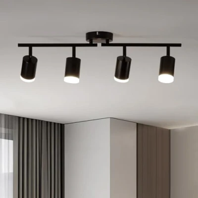 Image of Leselux Spotlight Ceiling Light 4 Way, Modern LED Black, Rotatable Kitchen Spot Lights Bar, GU10 Fitting for Bedroom Living Room, Bulb not Included
