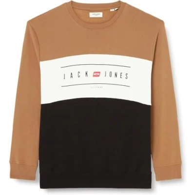 Image of Bestseller A/S Men&#039;s Jjelliot Block Sweat Crew Neck Sweater, Otter, S