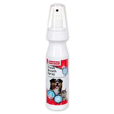 Image of Beaphar Fresh Breath Anti Plaque Spray Dental Care for Dogs &amp; Cats Helps Prevent Bad Combats Tartar 150ml