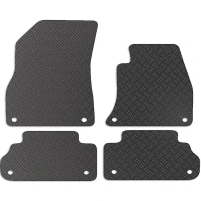 Image of Carsio Rubber Car Mats For Audi Q5 2017+ Onwards Tailored Fit Floor Mat Set Complete Accessory Black Custom Fitted All Weather &amp; Heavy Duty, Anti Slip Backing with Clips