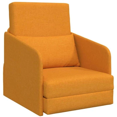 Image of vidaXL Floor Sofa Bed 2 in 1 Dark Yellow 65x80x83 cm Fabric