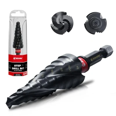 Image of EZARC Step Drill Bit for Metal, M35 Cobalt Spiral Flute Unibit (1/4&#039;&#039; 3/4&#039;&#039;) Wear Resistant AlTiN Coated, 1/4&quot; Hex Shank Stainless Steel, Aluminum, Plastic