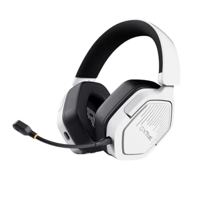 Image of Trust GXT 1493W Ravox Wireless Gaming Headset Bluetooth + 2.4 GHz for PS5 PS4 Switch PC Xbox Mobile, 50mm Drivers, 70hr Battery, Low Latency Over Ear Headphones with Microphone, White