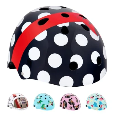 Image of Hornit Kids Bike Helmet Child Bike, Skateboard, Skating &amp; Scooter BMX Toddler Multi sport (Small, Polka Dot)