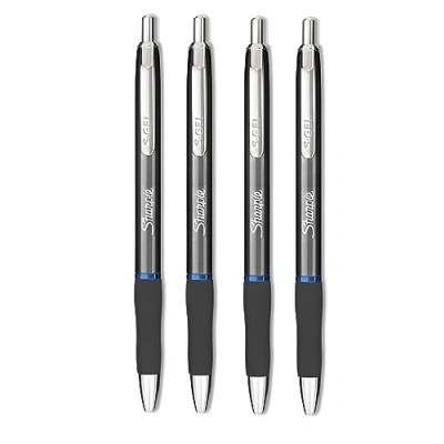 Image of Sharpie S Gel 0.7mm Pen with Blue Ink in Gun Metal Grey 4 Pack