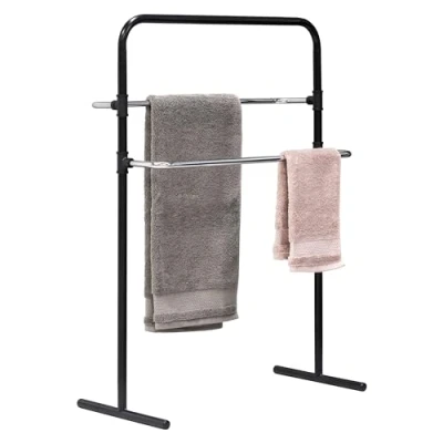 Image of bremermann Black Chrome Free Standing 2 Rail Towel