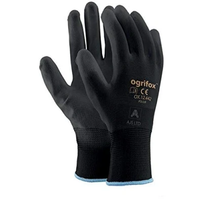 Image of 24 Pairs PU Coated Black Nylon Work Gloves. Gardening, Builders, Mechanic