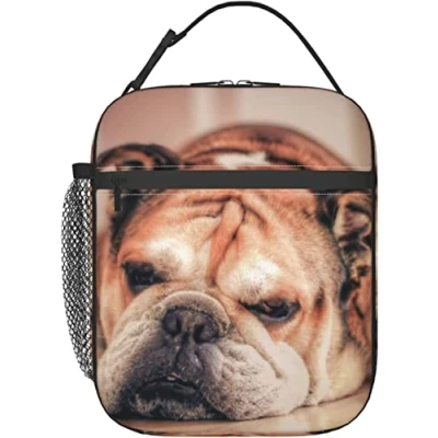 Image of English Bulldog Lunch Bag, Durable Insulated Box Reusable Adults Tote Bag Cooler