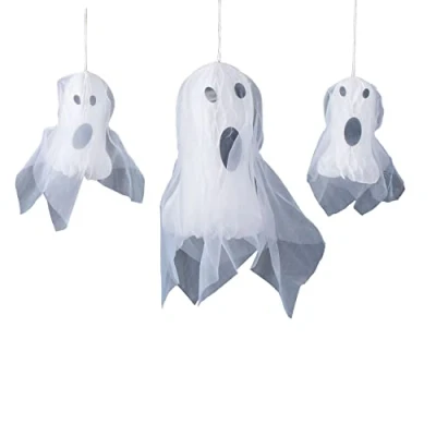 Image of Amscan 9917606 Hanging Ghosts Honeycomb Halloween Party Decorations 3 Pack