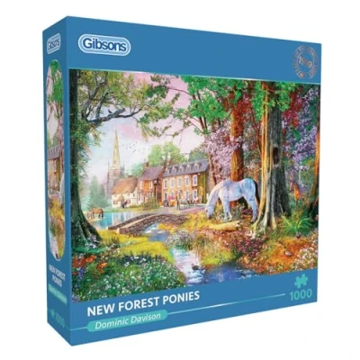 Image of New Forest Ponies 1000 Piece Jigsaw Puzzle Nature Sustainable for Adults Premium 100% Recycled Board Great Gift Gibsons Games