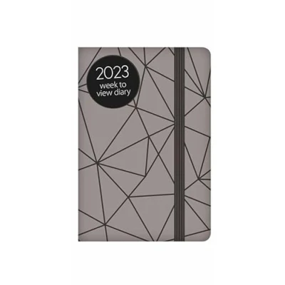 Image of 2023 Pocket Week to View Diary Embossed Geometric with Elastic Closure (Blue)