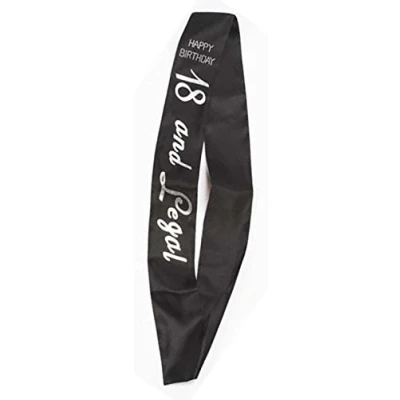 Image of BLACK AND SILVER 18TH SASH