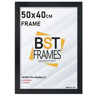 Image of Bargain Shop Az BLACK WOODEN EFFECT PICTURE PHOTO FRAMES (50cm x 40cm (500mm 400mm), Black)