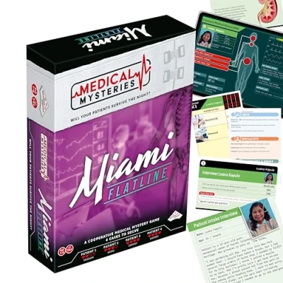 Image of TOMY Medical Mysteries: Miami Flatline A Cooperative Board Game for Ages 14+ with 4 Cases to Diagnose and Save Your Patients! Perfect Family, Friends, Memorable Date Nights!