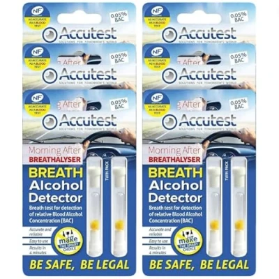 Image of Accutest Disposable Breathalyser 12 Tests EU France Certified, Quick Alcohol Tester Kits UK &amp; Breathalysers