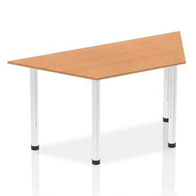 Image of Impulse 1600mm Trapezium Oak Top Chrome Post Leg
