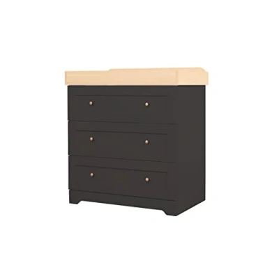 Image of Tutti Bambini Baby Changing Dresser Station Unit (Rio) Solid Wood 3 Drawer Chest Top Changer (Slate Grey/Oak)