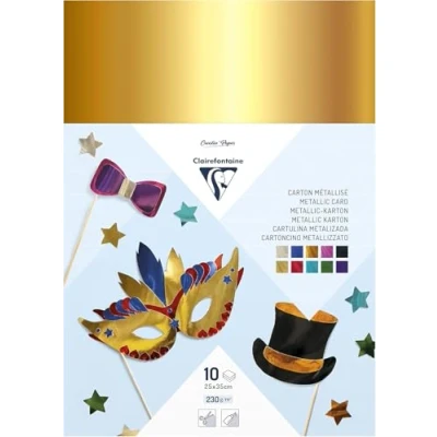 Image of Clairefontaine Ref 354595C Maildor Aluminium Cardboard (Pack of 5 Sheets) 25 x 35cm in Size, 255gsm Paper, Finish Effect Assorted Colours