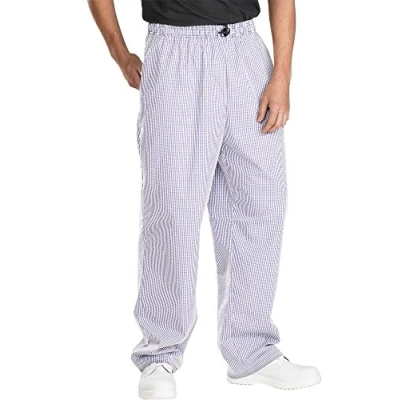 Image of CHEFS TROUSERS SMALL CHECK NAVY / WHITE XS