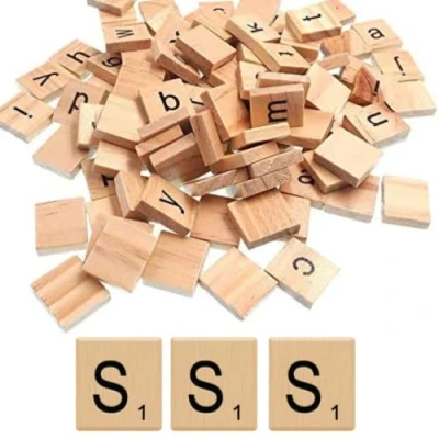 Image of Glamified Pack of 10 S SCRABBLE TILES Same LETTERS Bags WOODEN BLACK NUMBERS FOR CRAFTS WOOD ALPHABETS (Letter S, Tiles)