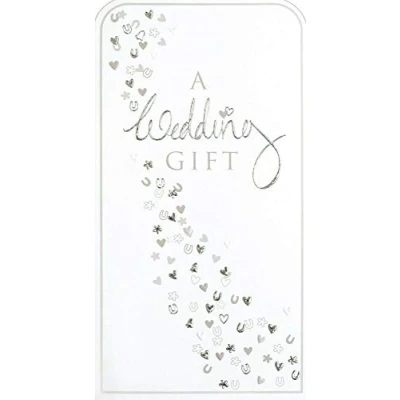 Image of Wedding Day Money Wallet with Envelope Gift Card Voucher Cash Cellophane Wrapped (Hearts &amp; Horseshoe)
