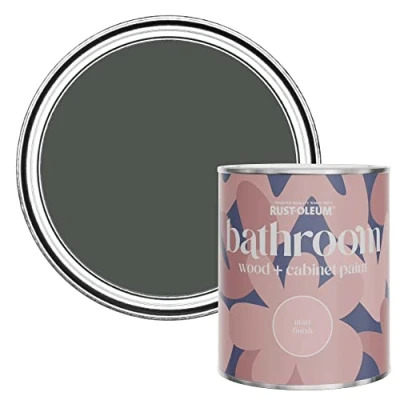 Image of Rust Oleum Dark Grey Moisture Resistant Bathroom Wood and Cabinet Paint in Matt Finish GRAPHITE 750ML