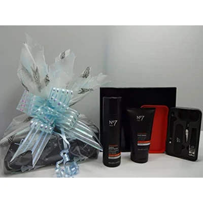 Image of Glory Cosmetics No7 Men&#039;s Luxury Gift Set, Men Enegising Hair &amp; Body Wash , Energising Face Wash, Grooming Kit, Box Hamper