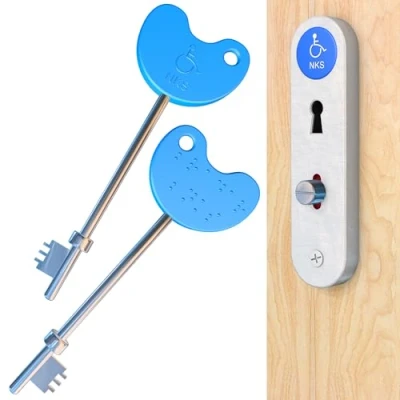 Image of NKS Radar Key Disabled Toilet Bathroom Door Access Braille Easy Turn Pack Opens Over 10,000 Toilets (1) (2)
