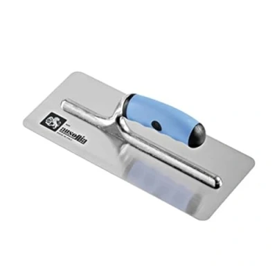 Image of AUSONIA 42127 PLASTERING Trowel 20X8 TRAPEZOIDAL Stainless Steel Blade with Round Corners, Special ELECTROLITIC Treatment and BIMATERIAL Handle