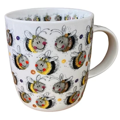 Image of Alex Clark Busy Bees Mug from an Original Artwork Cup for Nature Lovers Gift Ideas Perfect Coffee &amp; Tea Vegan Friendly Designed in The UK...