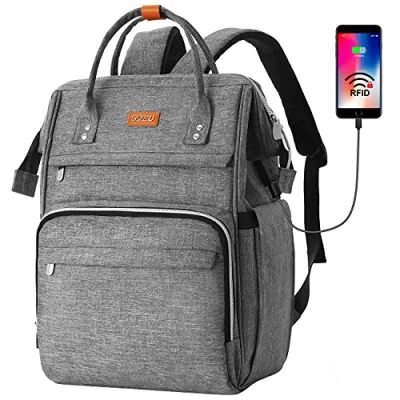 Image of RJEU Laptop Backpack Women, Anti theft School for Teenager Girls,Waterproof High Bookbag Computer Bag with USB Charging Port Travel Business College