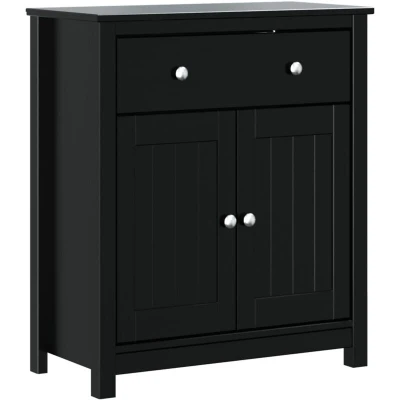 Image of vidaXL Bathroom Cabinet BERG Black 69.5x34x80 cm Solid Wood Pine