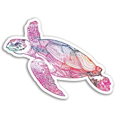 Image of 2 x 10cm Sea Turtle Vinyl Stickers Tribal Surfer Sticker Laptop Luggage #17813 (10cm Wide)